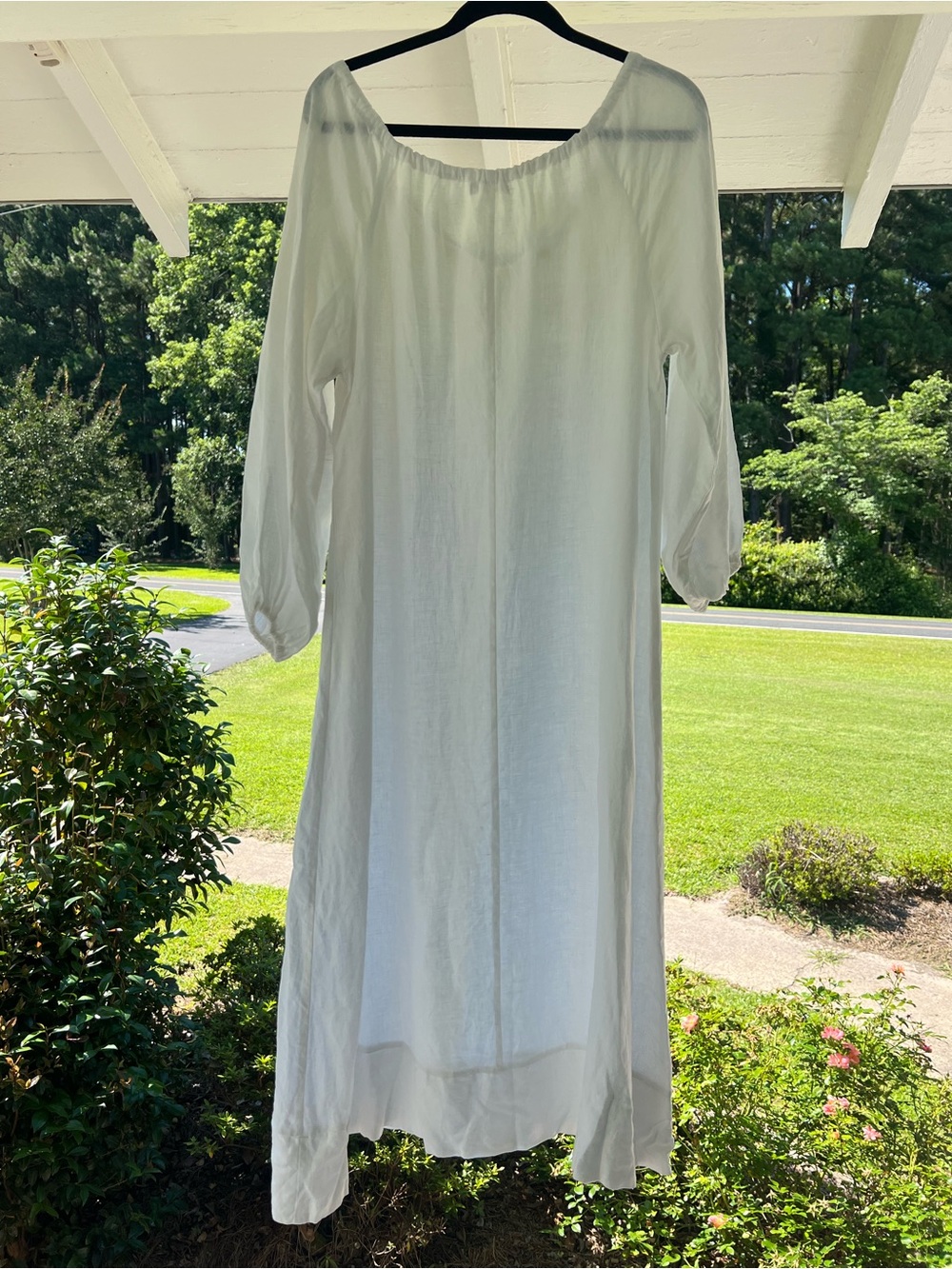 Like New - Linen - Romantic Billowy Maxi Dress - Off White - Picture 8 of 13